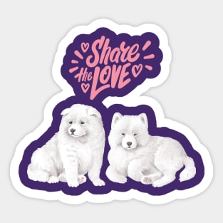 Samoyed Dogs Share the Love Sticker